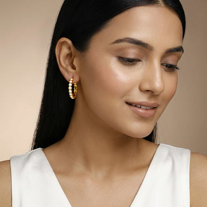 Golden Pola Pearl Hoops