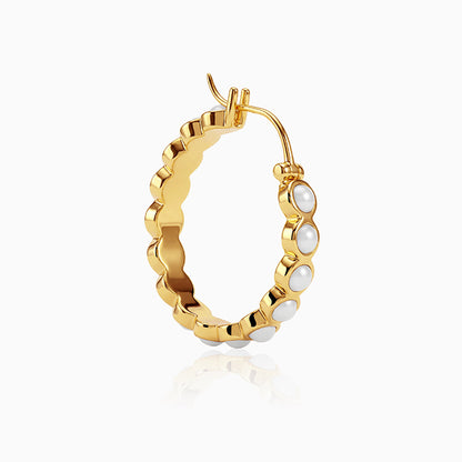Golden Pola Pearl Hoops