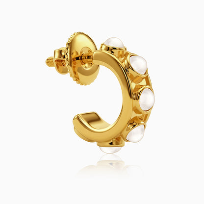 Golden Florence Pearl J Hoop Earrings