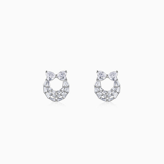 Silver Bow Heart Earrings