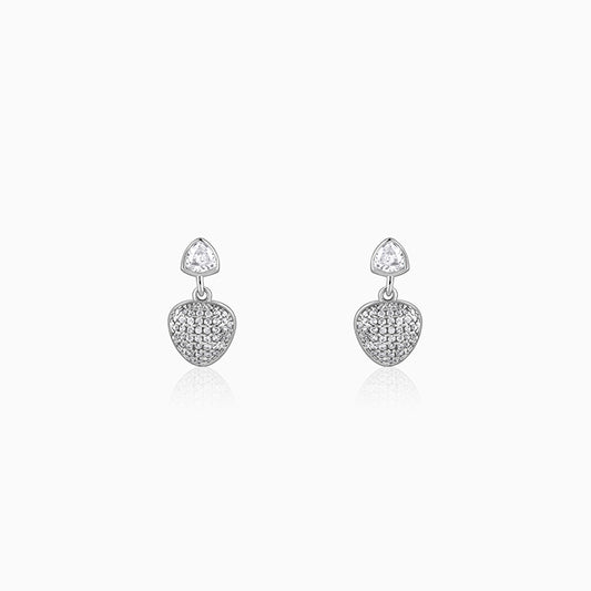 Silver Falling Heart Earrings