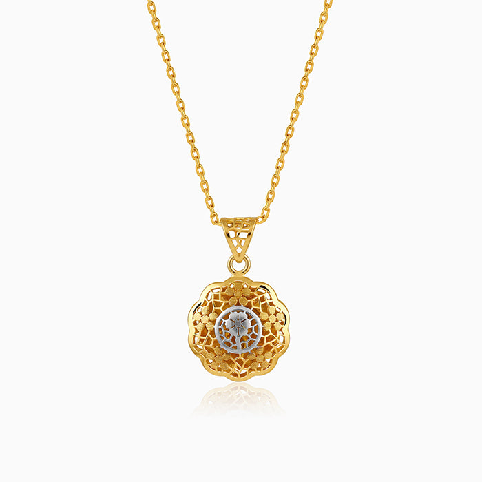 Dual Tone Floria Silver Pendant With Link Chain