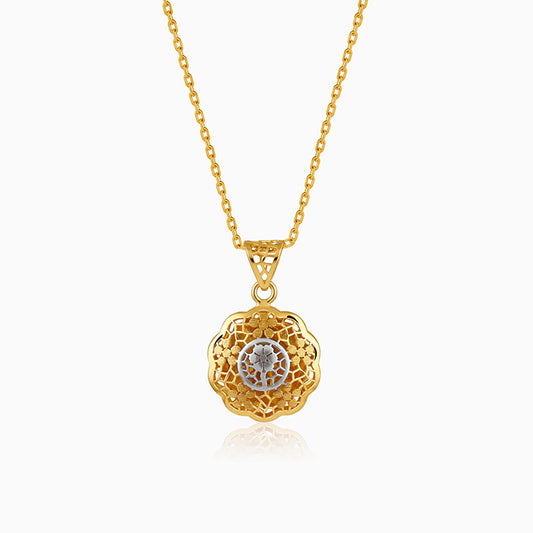 Dual Tone Floria Silver Pendant With Link Chain
