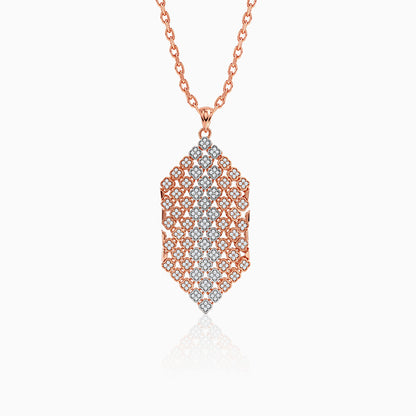 Dual Tone Aurora Angle Silver Pendant With Link Chain