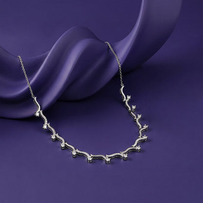 Silver Studded Wave Necklace