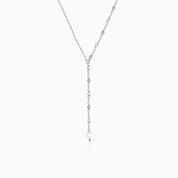 Silver Winona Pearl Lariat Necklace