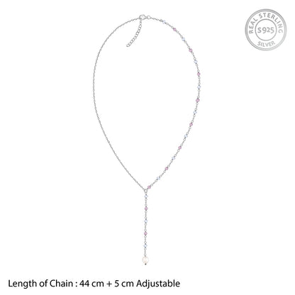 Silver Winona Pearl Lariat Necklace