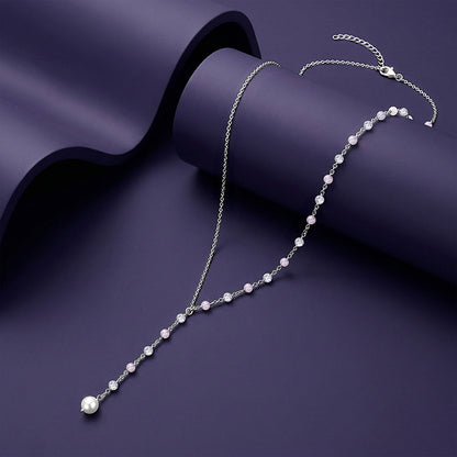 Silver Winona Pearl Lariat Necklace