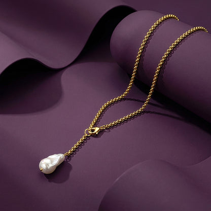 Golden Cameron Pearl Lariat Necklace