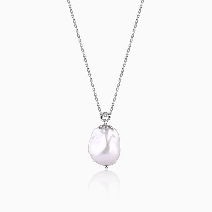Silver Claudette Pearl Pendant with Link Chain
