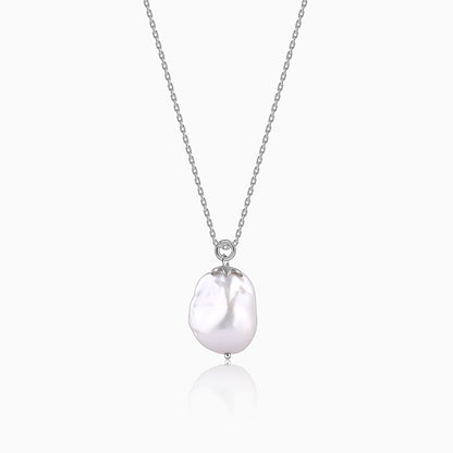 Silver Claudette Pearl Pendant with Link Chain