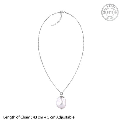 Silver Claudette Pearl Pendant with Link Chain
