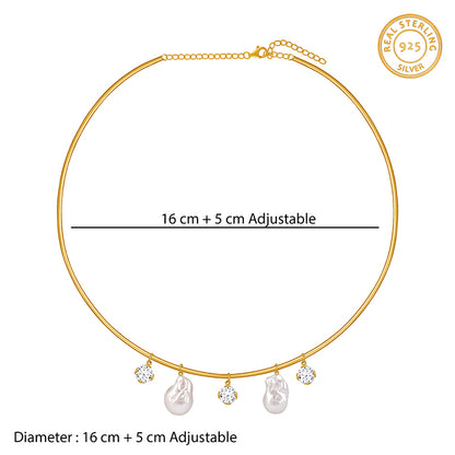Golden Norma Baroque Pearl Cuff Necklace