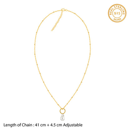 Golden Ava Pearl Pendant With Link Chain