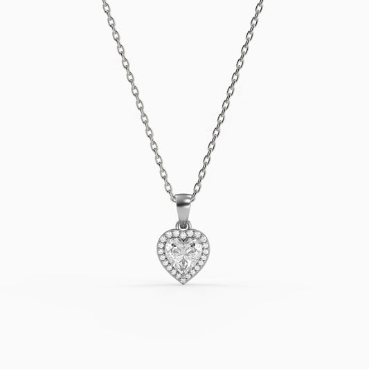 Silver Fancy Heart Pendant With Link Chain