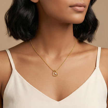 Golden Amora Heart Pendant with Link Chain