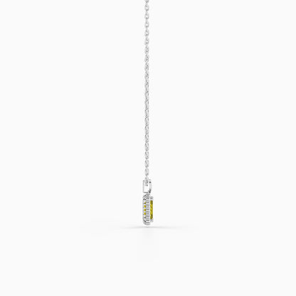 Silver Soleil Frame Pendant with Link Chain