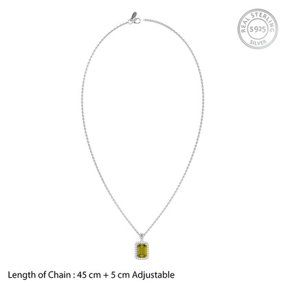 Silver Soleil Frame Pendant with Link Chain