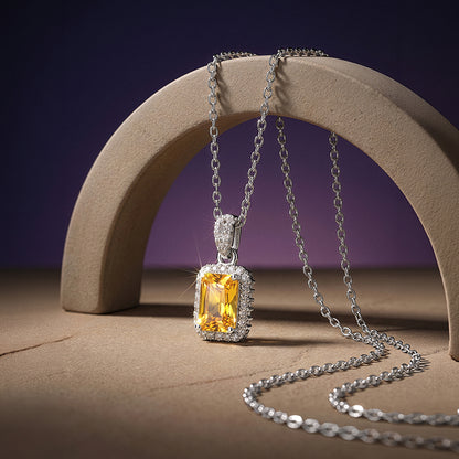 Silver Soleil Frame Pendant with Link Chain
