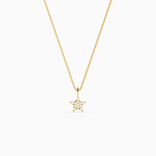 Golden Moonlight Star Pendant with Link Chain