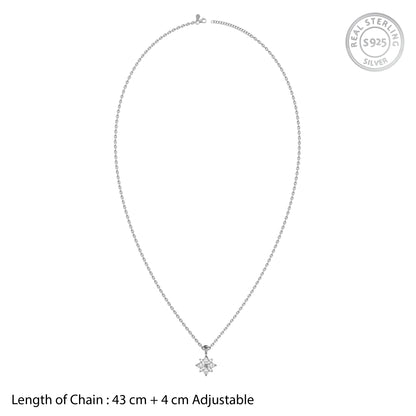 Silver Celeste Floral Pendant with Link Chain
