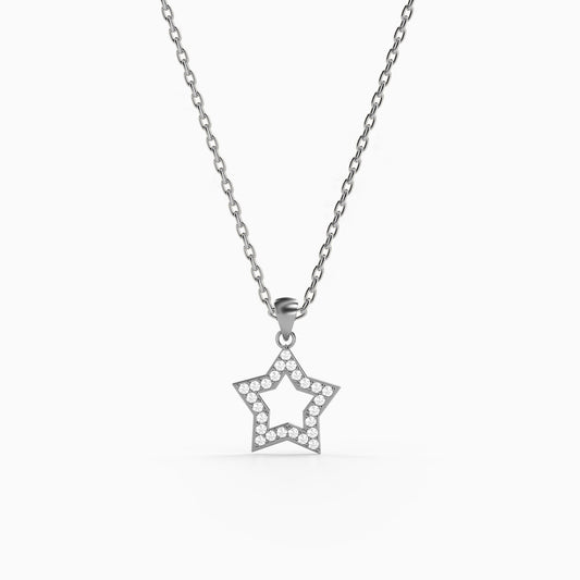 Silver Twinkle Star Pendant with Link Chain