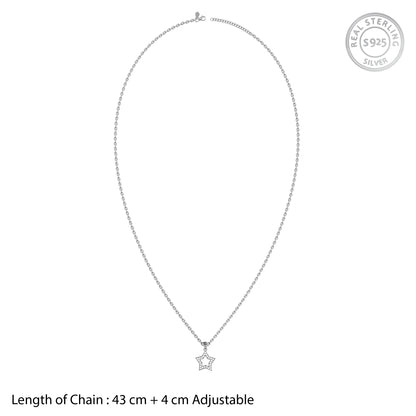 Silver Twinkle Star Pendant with Link Chain