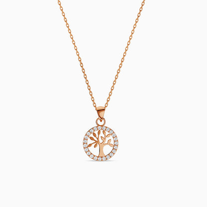 Rose Gold Moonline Tree Pendant with Link Chain