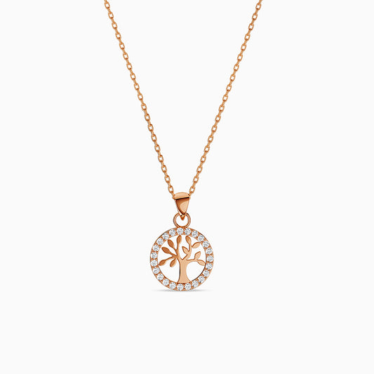 Rose Gold Moonline Tree Pendant with Link Chain