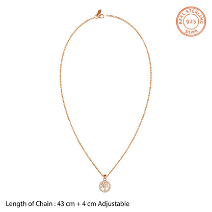 Rose Gold Moonline Tree Pendant with Link Chain