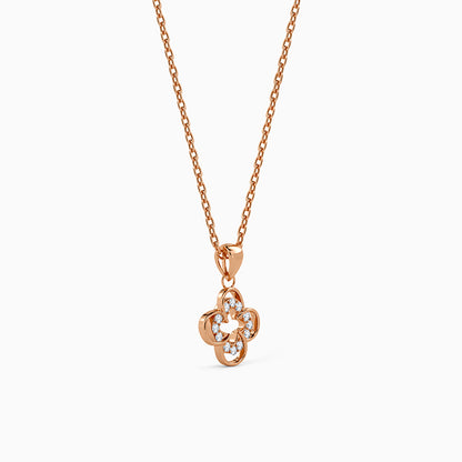 Rose Gold Starlit Clover Pendant with Link Chain