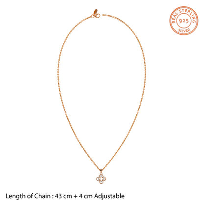 Rose Gold Starlit Clover Pendant with Link Chain