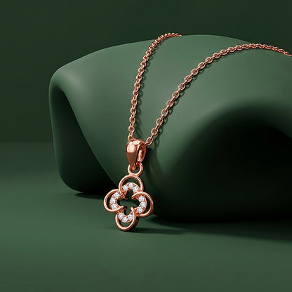 Rose Gold Starlit Clover Pendant with Link Chain