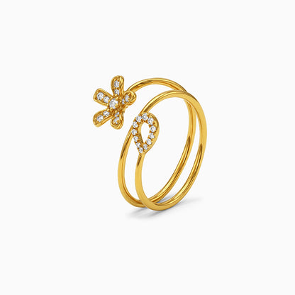 Golden Floral Pulse Ring (Size 13)