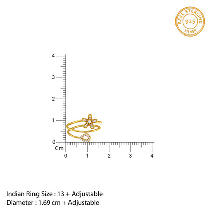 Golden Floral Pulse Ring (Size 13)