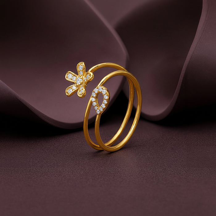 Golden Floral Pulse Ring (Size 13)
