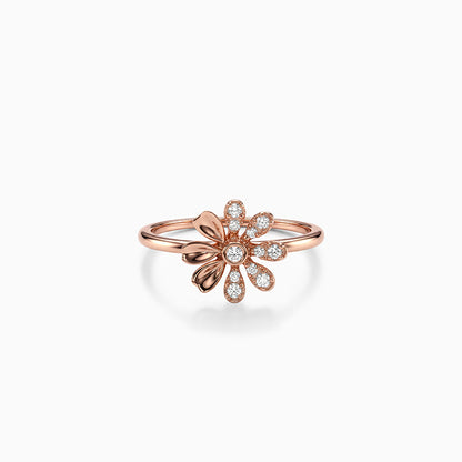 Rose Gold Floral Face Ring (Size 12)