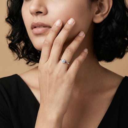 Silver Modern Floral Ring (Size 12)