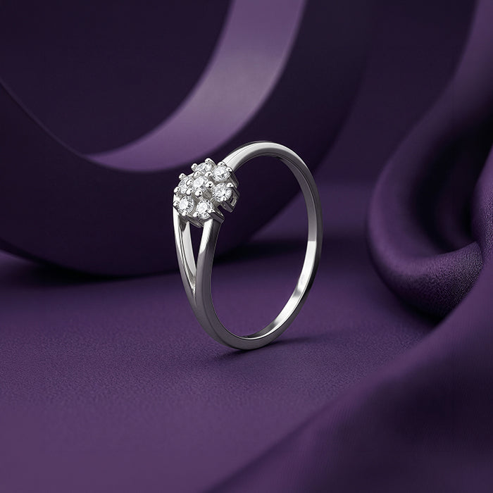 Silver Modern Floral Ring (Size 12)