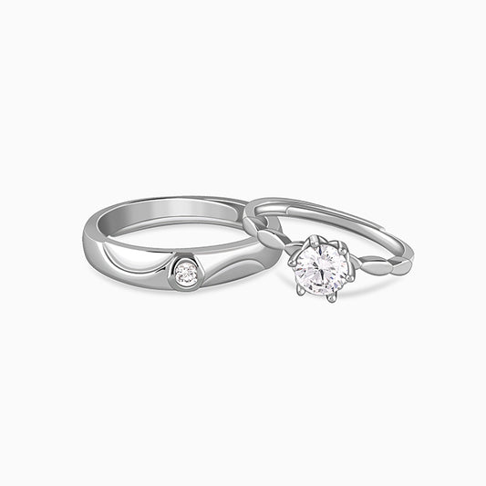 Silver One Beat Couple Rings