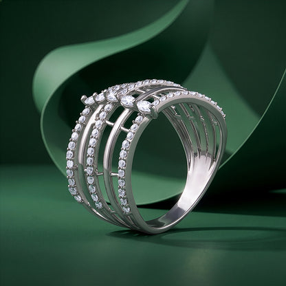 Silver Lattice Stack Ring (Size 12)