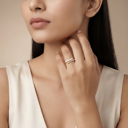 Kriti Sanon Golden Whoopi Pearl Ring (Size 12)