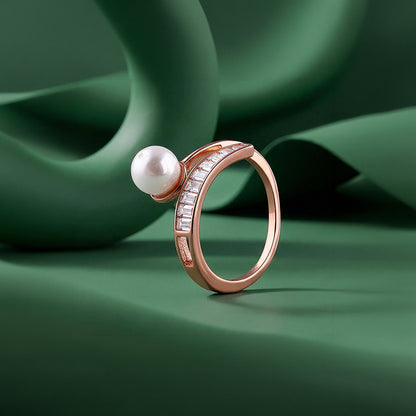 Rose Gold Grace Pearl Bypass Ring