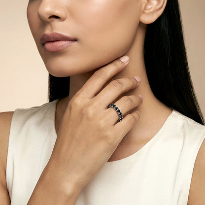 Silver Orbit Stone Ring (Size 12)