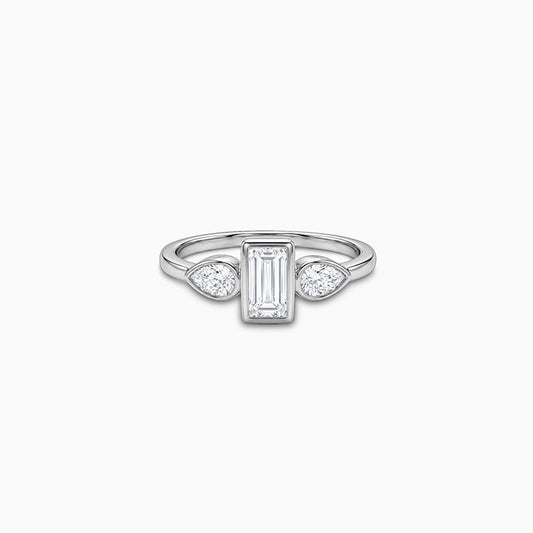 Silver Trio Zircon Ring (Size 12)