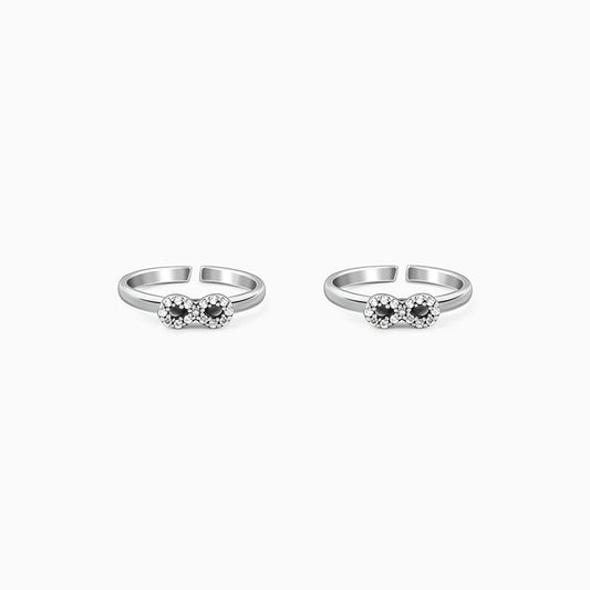Oxidised Silver Infinity Bling Toe Rings