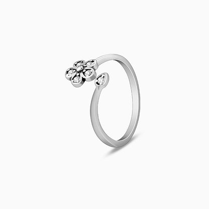 Oxidised Silver Floral Dazzle Toe Rings