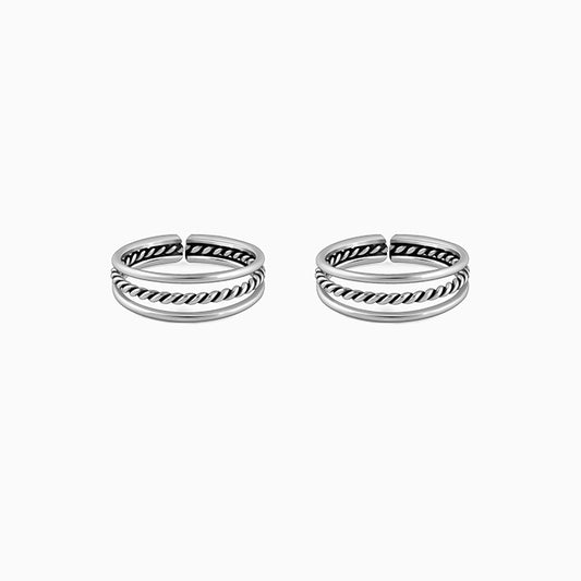 Oxidised Silver Footsie Bling Toe Rings- oxidised silver toe rings for women