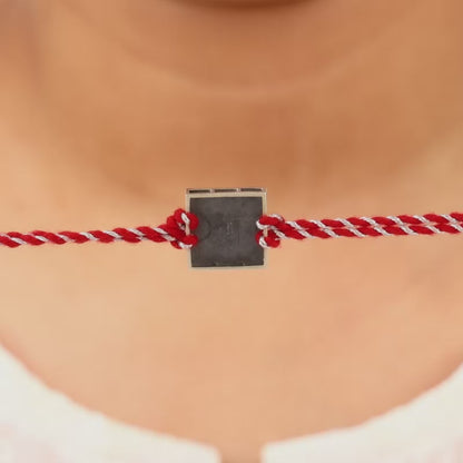 Oxidised Silver Square Rakhi