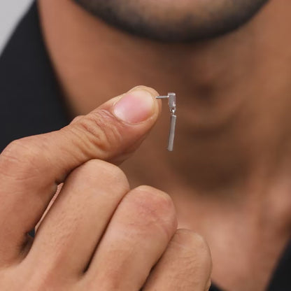 Silver Linear Drift Earring For Him